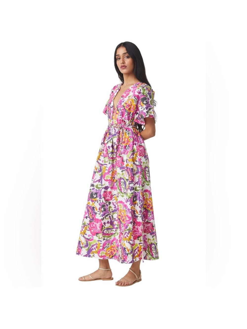 MISA Los Angeles Setareh Floral Print Dress Sz L